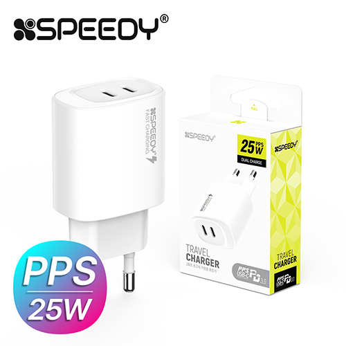 스피디 PPS 25W (PC 3.0+PC 3.0) 2포트 초고속 분리형 가정용 충전기 (케이블 미포함)